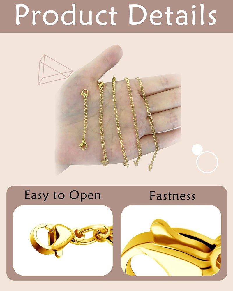 OHINGLT Necklace Extender 10Pcs Chain Extenders for Necklaces Bracelet, 14K Gold Plated Stainless Steel Extension Chain for Women Jewelry Making - Image 4